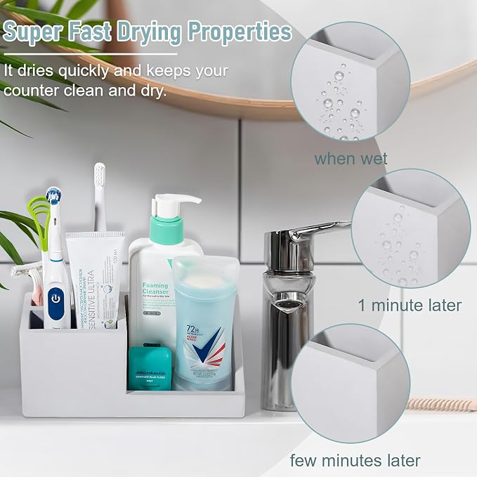 Diatomite Toothbrush Holders for Bathrooms, Quick Dry Electric Tooth Brush and - Image 3