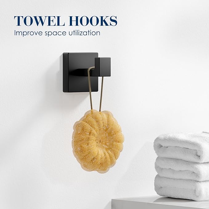 7-Pieces Towel Racks for Bathroom, SUS304 Matte Black Bathroom Accessory Set - Image 5