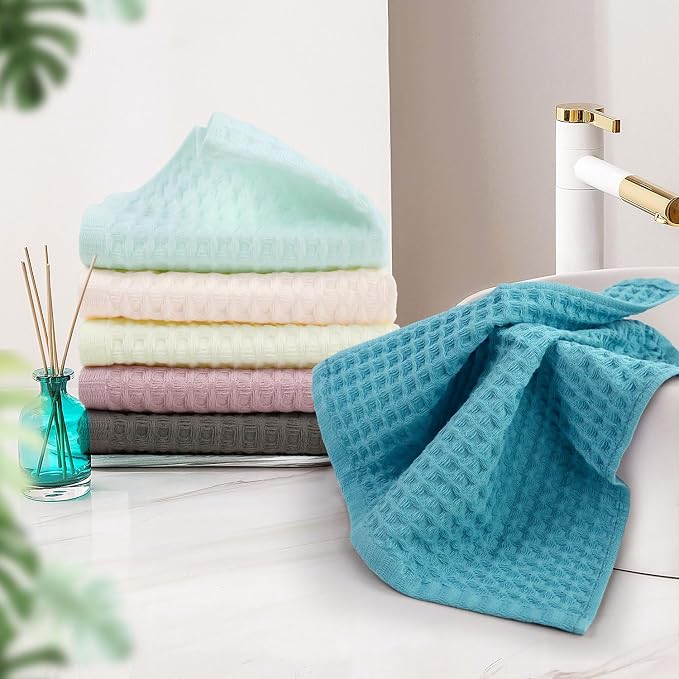 Cleanbear Waffle Wash Cloths Set of 12, Cotton Washcloths - Image 7