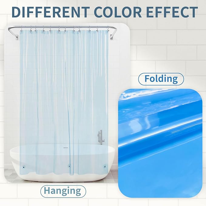 Barossa Design Extra Long Clear Blue Shower Curtain Liner - Image 2