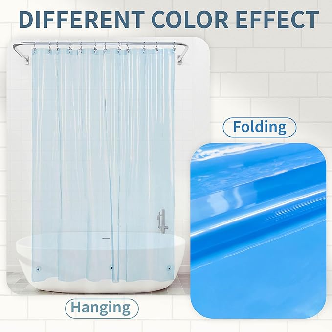 Barossa Design Clear Blue Long Shower Curtain Liner 78" Height - Image 2