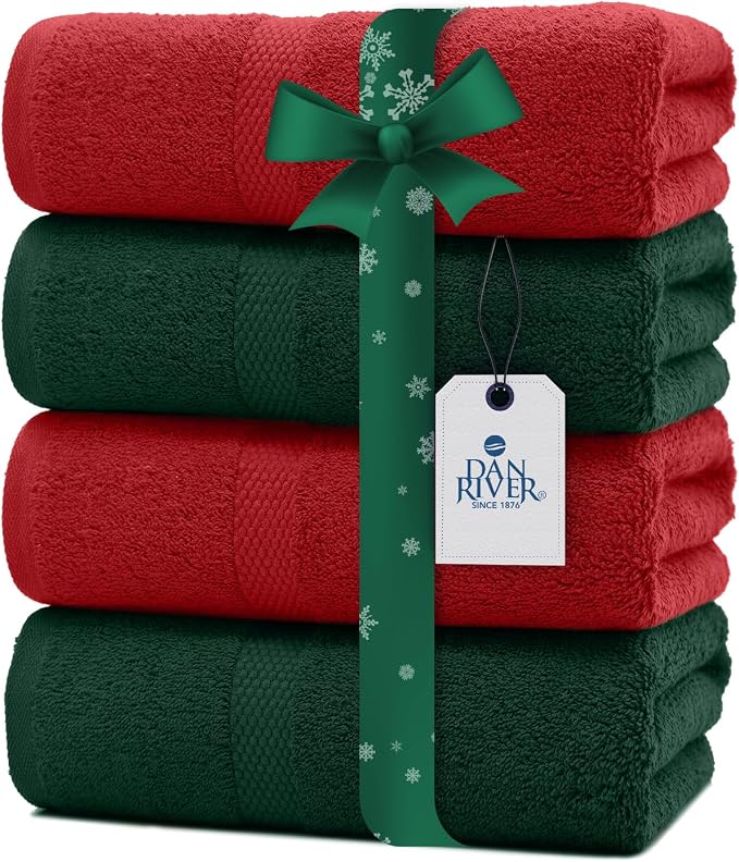 DAN RIVER Christmas Bath Towels Set of 4, 27 x 54 Inches by DanRiver