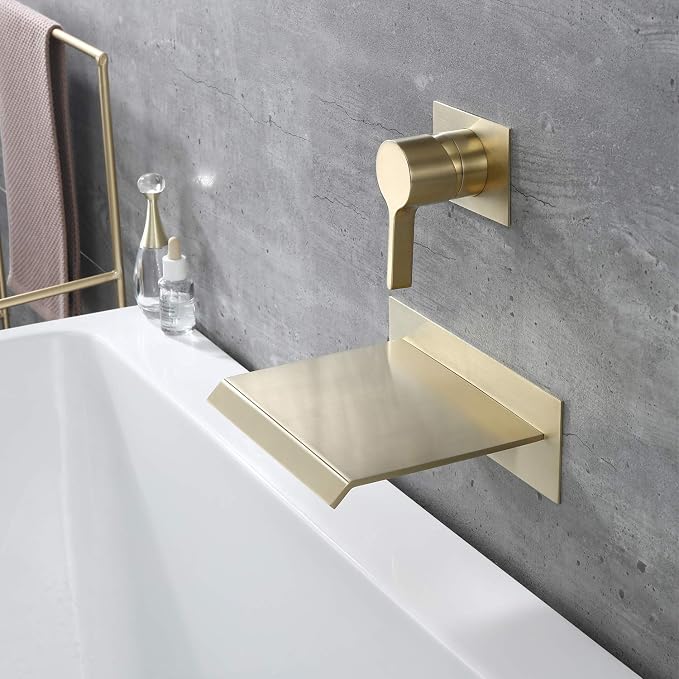 sumerain Wall Mount Tub Faucet Brushed Brass - Image 4