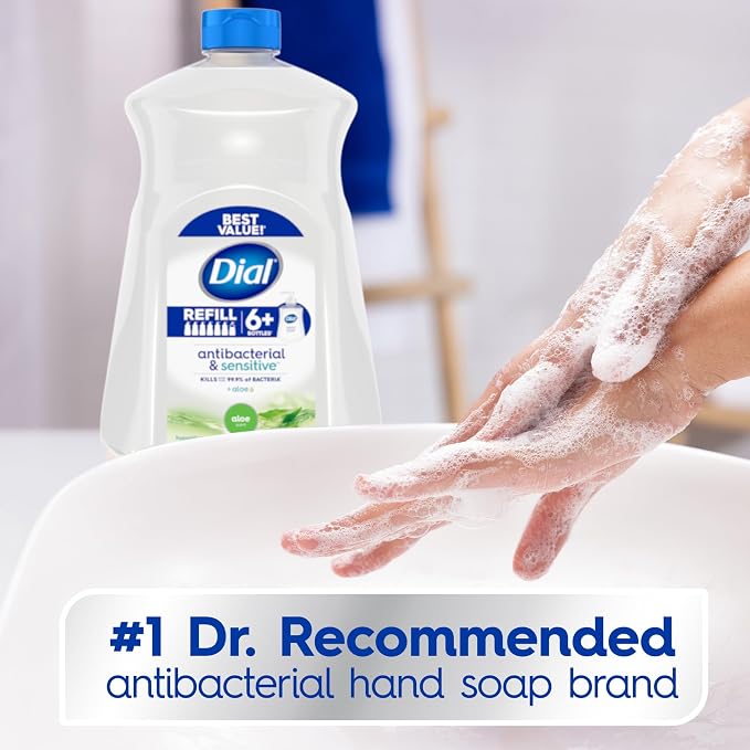 Dial Antibacterial Defense Liquid Hand Soap + Aloe, Aloe Scent, 52 Fl Oz Hand - Image 3
