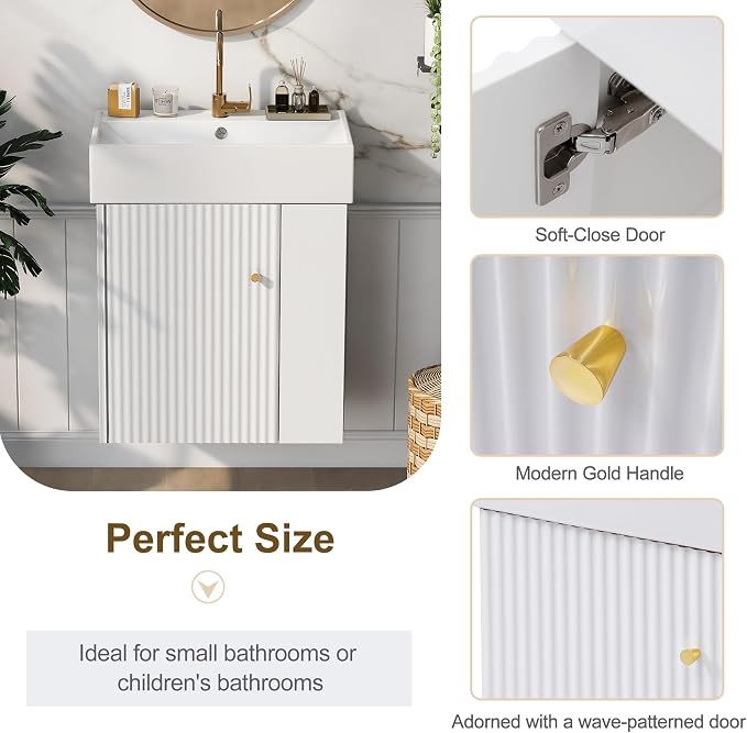 Merax 20" Wall-Mount Bathroom Vanity - Image 3
