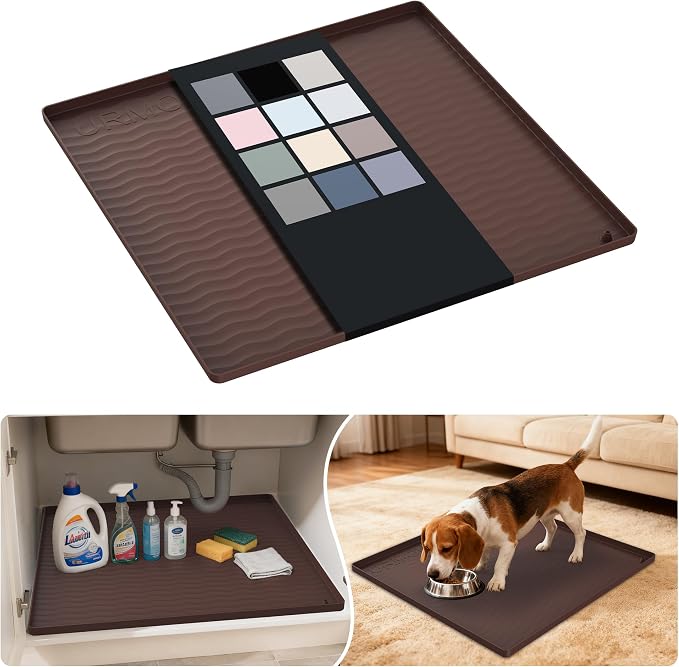URMONA Waterproof Silicone Under Sink Mat 22'' x 22'' Shelf Liner by URMONA