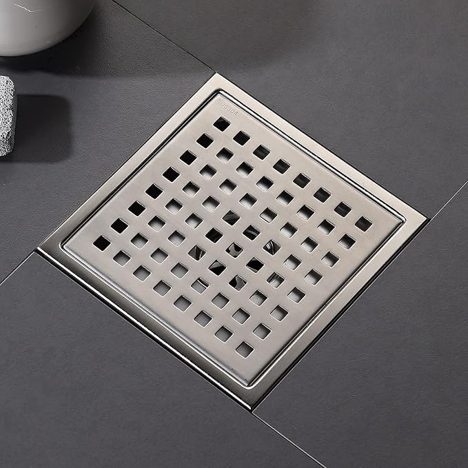 6 Inch Square Shower Floor Drain, Grille - Image 2