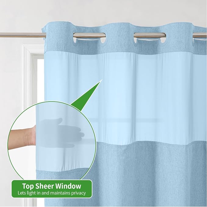 Stall No Hooks Needed Linen Textured Shower Curtain - Image 3