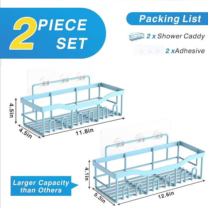 EUDELE Shower Caddy 2 Pack, Adhesive Shower Organizer - Image 2