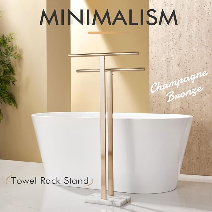 KOKOSIRI Standing Towel Rack for Bathroom Floor 2-Tier Towel Holder Free Stand - Image 3