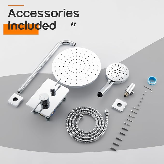 Shower System Set Includes 10-Inch Rainfall Shower Head, 3-Setting Handheld - Image 8