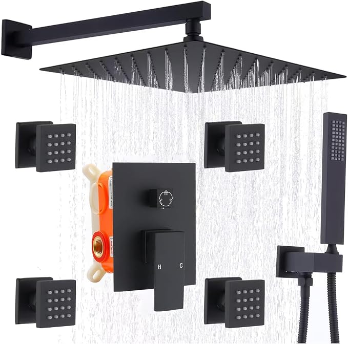 Enga Matte Black Rain Shower System by Enga