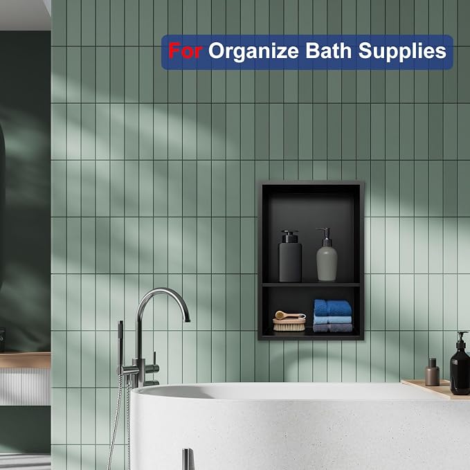 Shower Niche, 12 * 18 Stainless Steel Elegant Bathroom Niche, No Tile Needed - Image 3