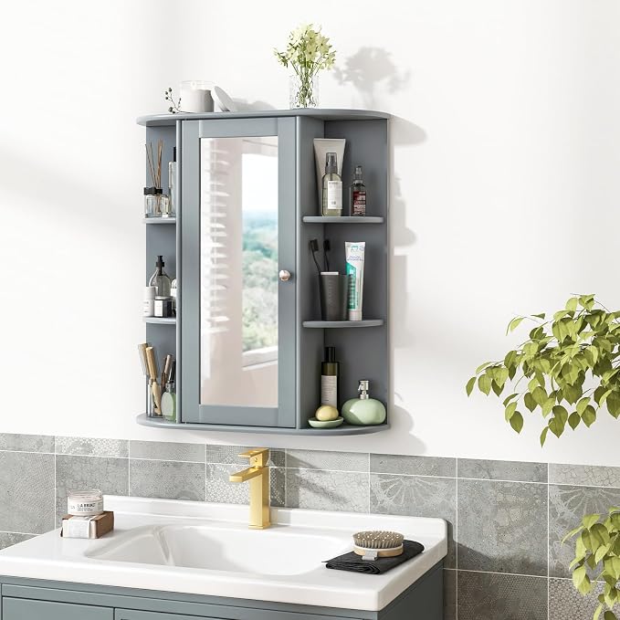 Tangkula Bathroom Medicine Cabinet, Wall Mounted Storage Cabinet - Image 2