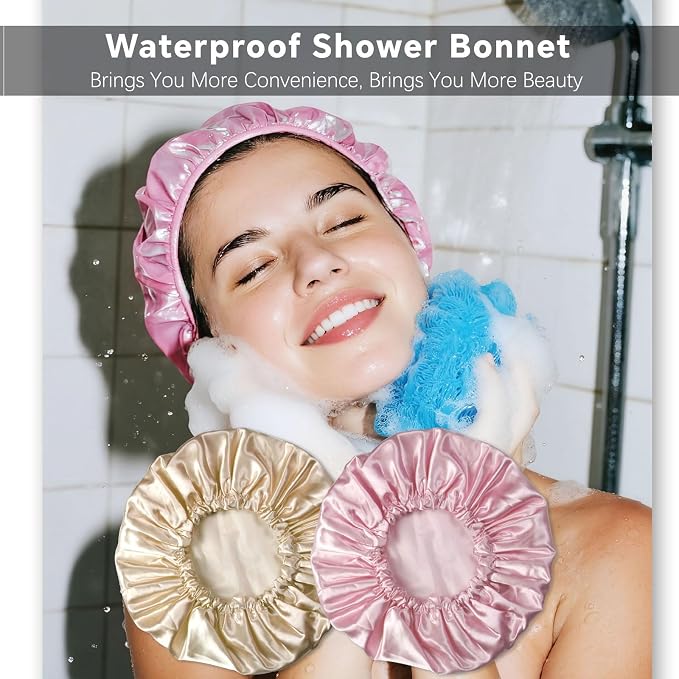 Smilco 2-Pack Reusable Shower Caps - Image 4