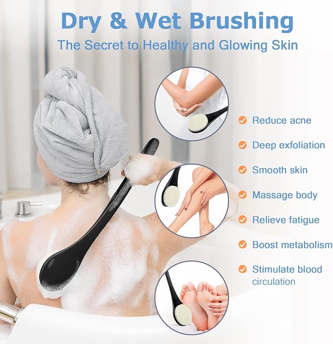 Body Back Scrubber – 17'' Long Handle Shower Brush, Durable Exfoliator - Image 6