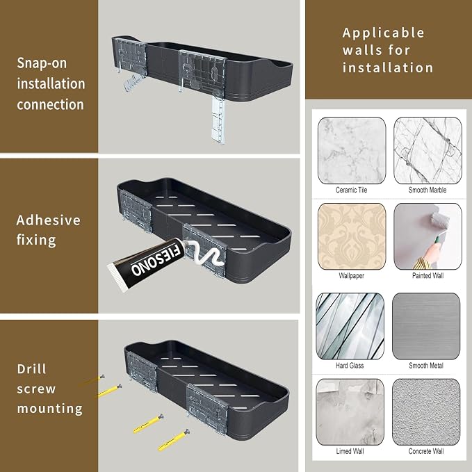 Luxury Shower Caddy, Rustproof Metal Large Capacity Bathroom Shelves - Image 7