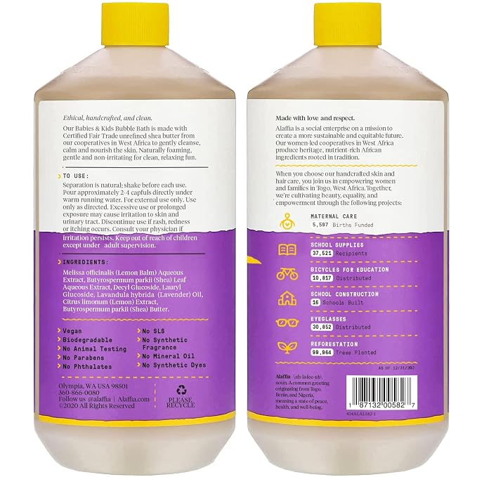 Alaffia Babies & Kids Bubble Bath, Lemon Lavender, Pump Included – Gentle - Image 2