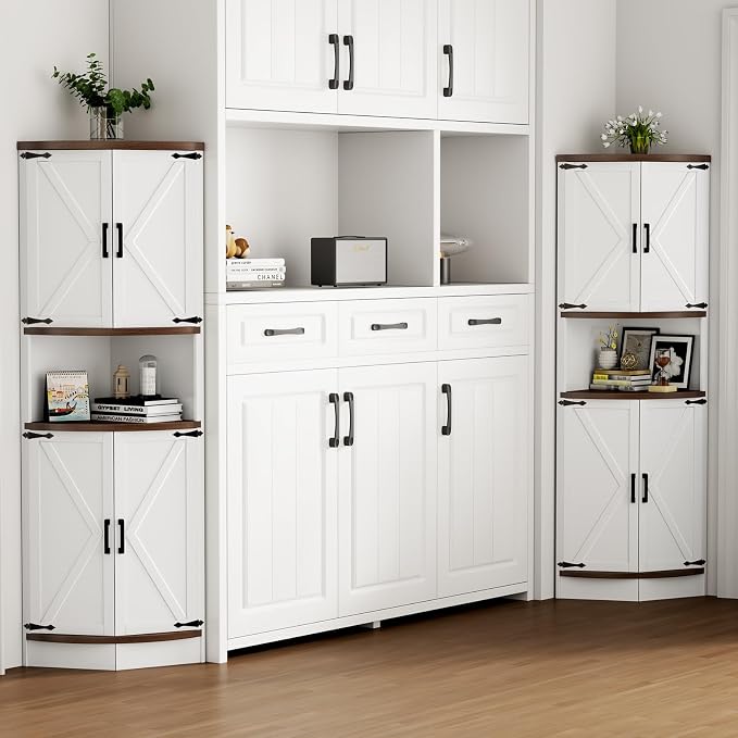 64.8" Farmhouse Corner Cabinet, Dining Room Tall Corner Cabinet - Image 7