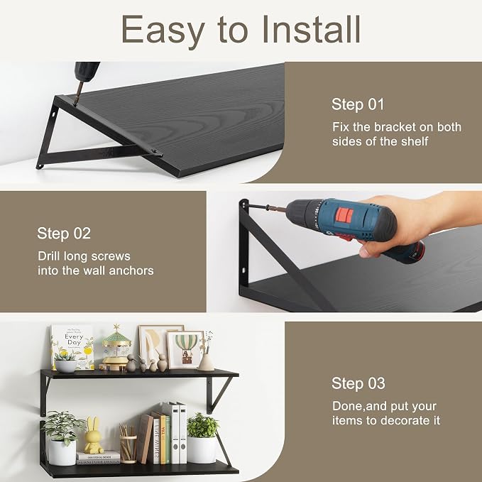 Fun Memories 40 Inch Floating Shelves, 12 Inch Deep Wall Shelf, 40 x 12 - Image 7