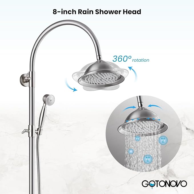 gotonovo Bathroom Classic Exposed Shower Faucet Wall Mount Shower System 8 Inch - Image 4