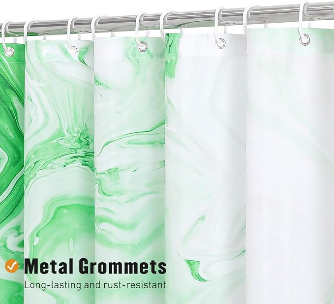 MitoVilla Emerald Green Marble Shower Curtain, Modern Ombre Fabric Cloth Shower - Image 3
