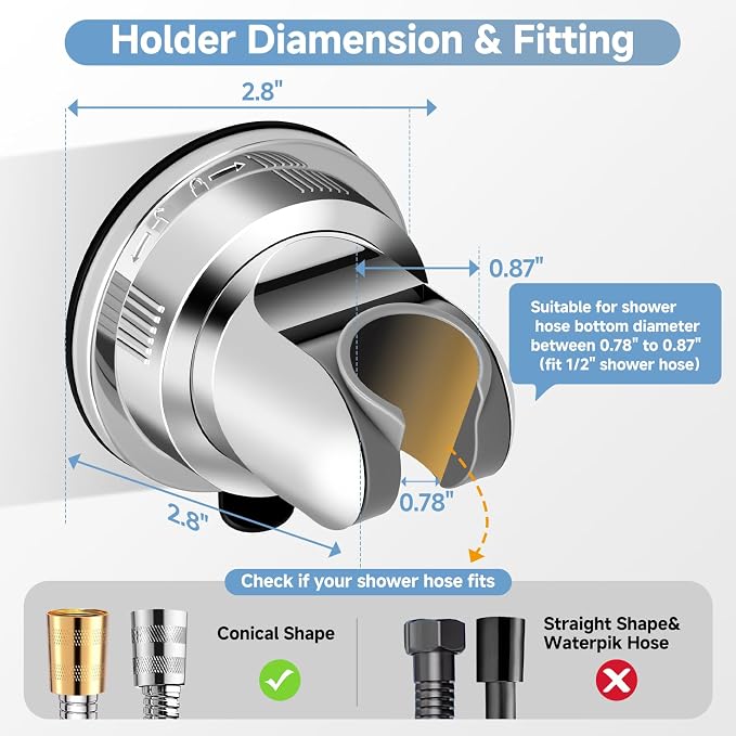 Suction Shower Head Holder，Removable Wall-Mount Handheld Shower Holder - Image 2