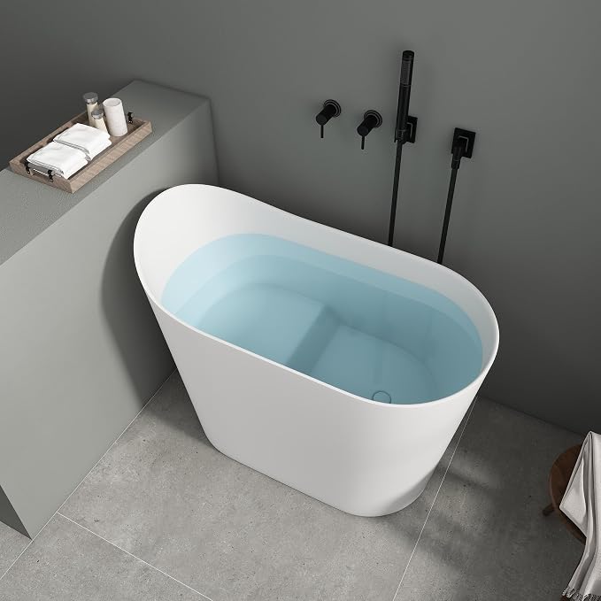 SJ Star&Jane 43" Solid Surface Japanese Soaking Bathtub Stone Resin - Image 2