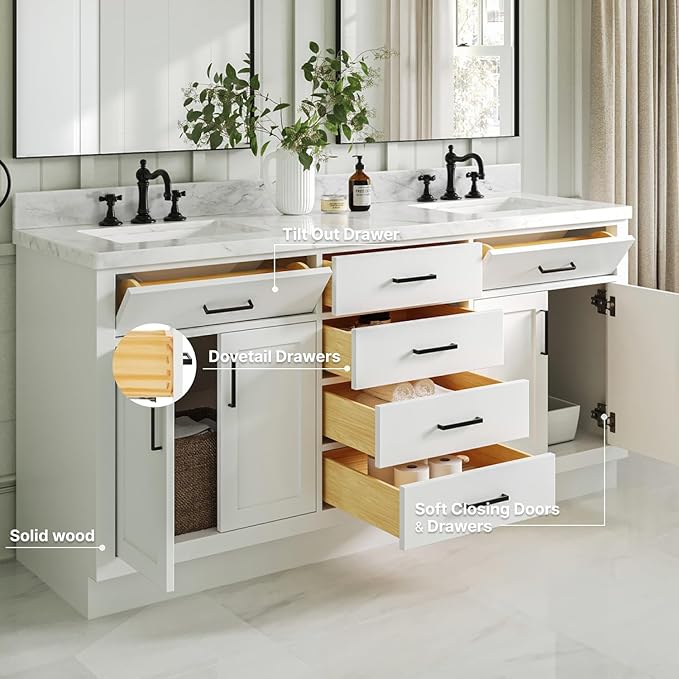 ARIEL Double Vanity 73" White - Image 3