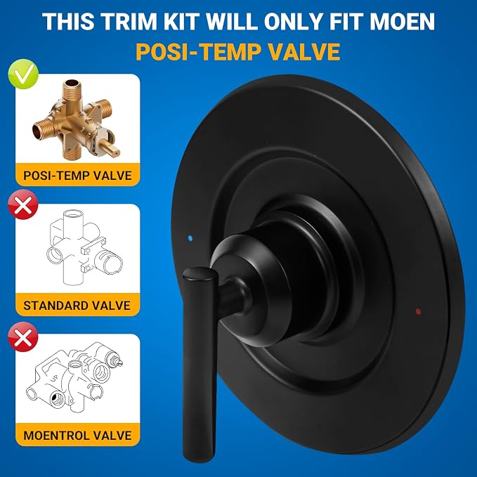 Replacement for Moen Single Lever Handle T2901BL Trim Kit, for Moen Gibson - Image 2