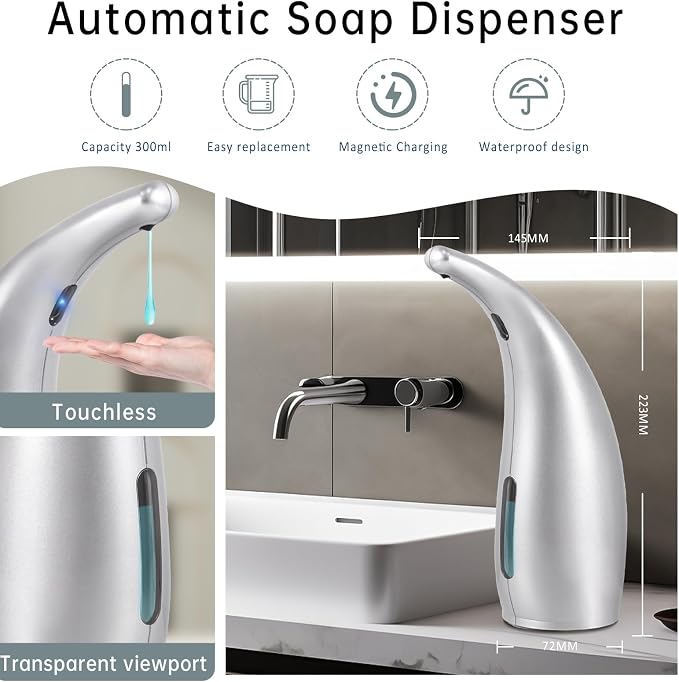 Automatic Soap Dispenser Touchless, 300ML Hand & Dish Countertop Electric - Image 2