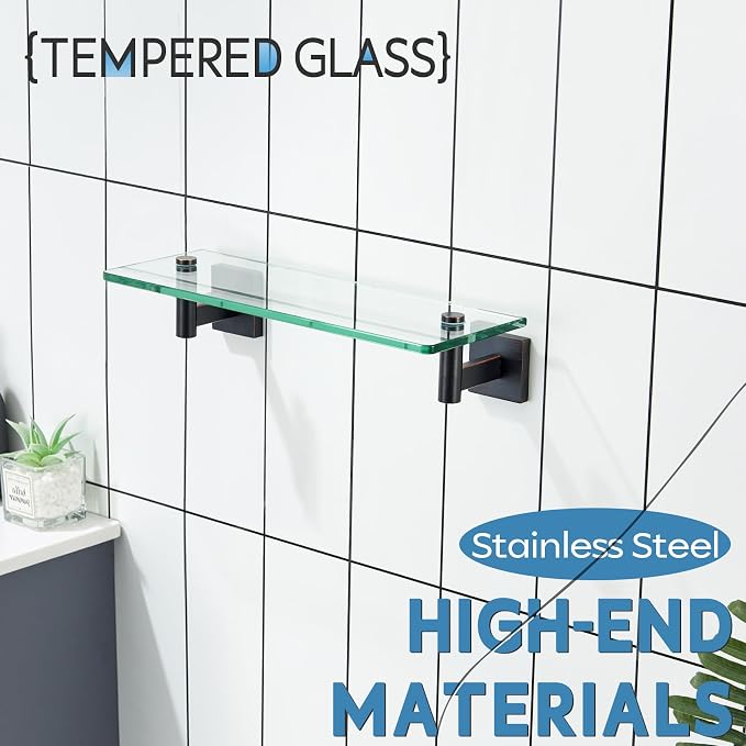 KOKOSIRI Wall Shelves Bathroom Hardware Glass Floating Shelf Small Hanging Rack - Image 7