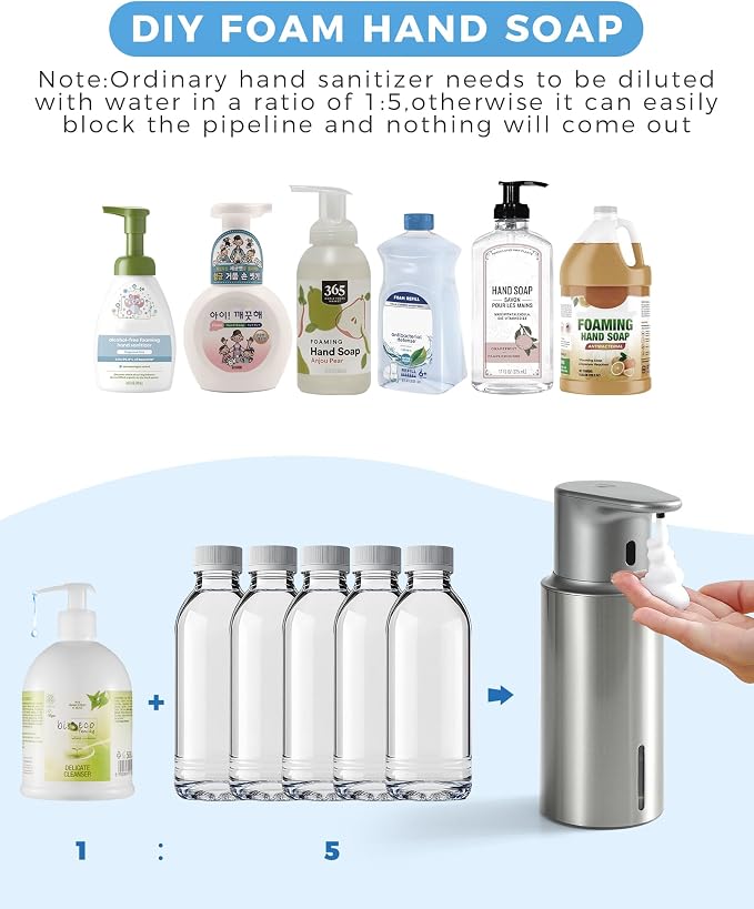 Automatic Foaming Soap Dispenser Touchless, 304 Stainless Steel Bottle Body - Image 8