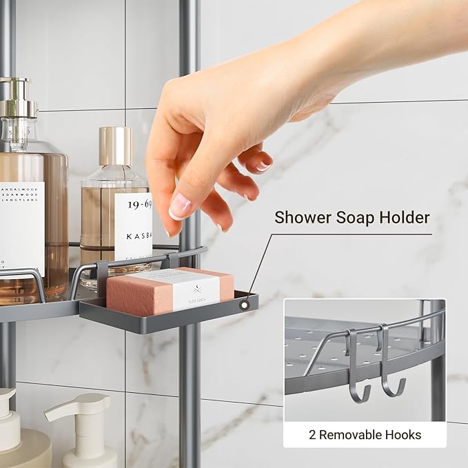 ELYKEN Corner Shower Caddy Standing, 4 Tier Rustproof Metal Shower Organizer - Image 4