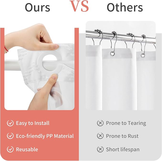 Hookless Shower Curtain with Snap in Liner 71" x 74" Double-Layer Waterproof - Image 4