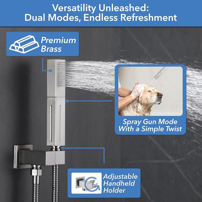 VANFOXLE Shower Faucet Set Brushed Nickel Shower System - Image 2