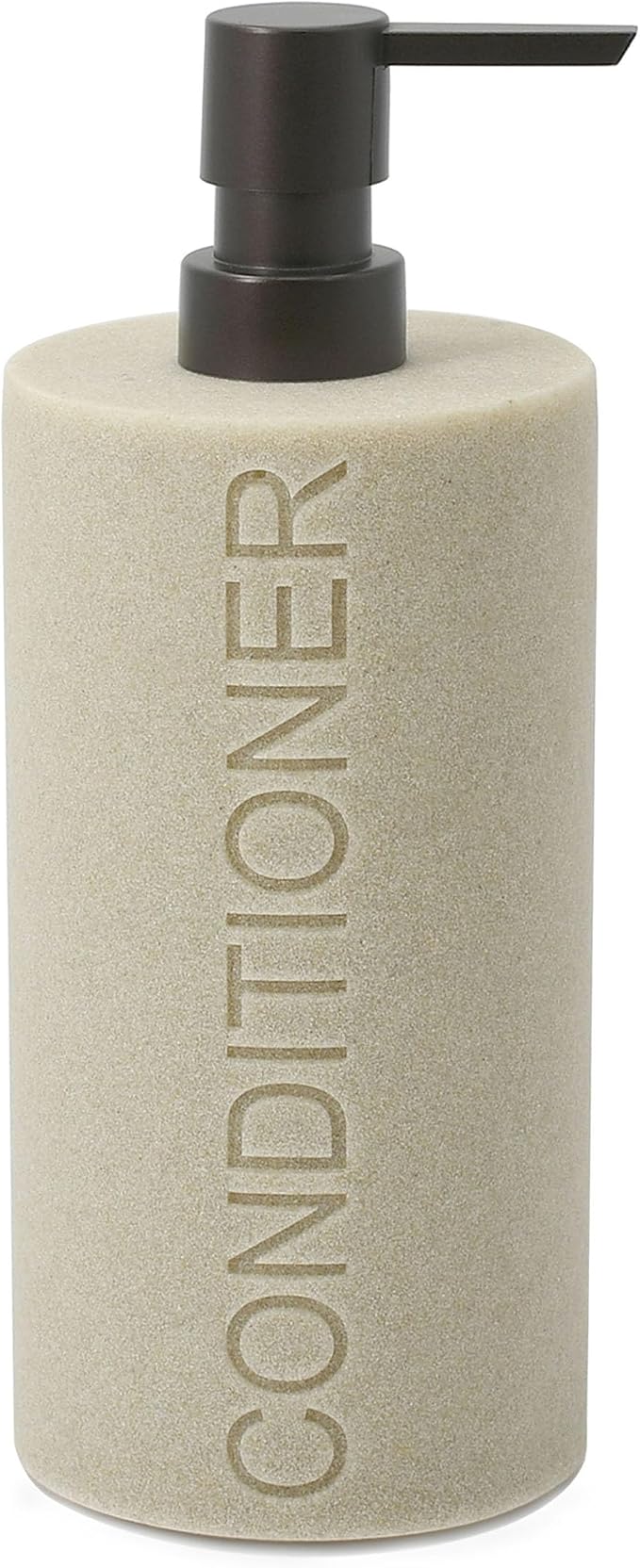 Resin Tan Sandstone Conditioner Engraved Bottle Refillable Pump Dispenser by IndecorHome