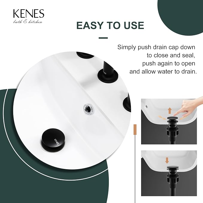 KENES Pop Up Bathroom Sink Drain - Image 4