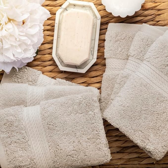 Superior Egyptian Cotton Pile Face Towel/Washcloth Set of 6, Ultra Soft Luxury - Image 9