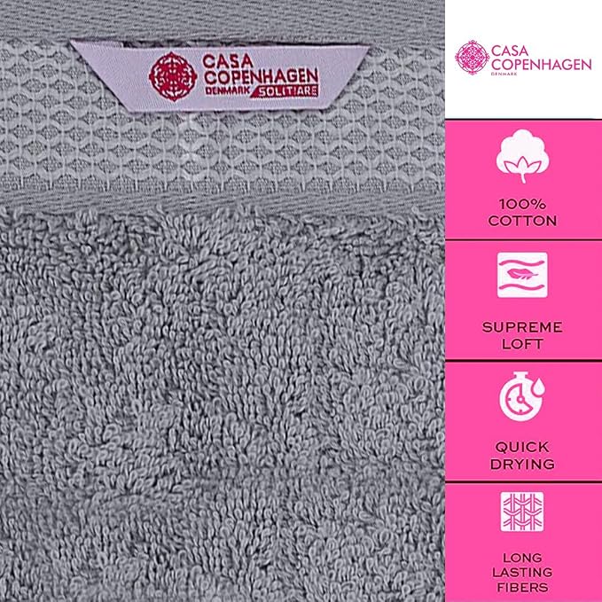 CASA COPENHAGEN Solitaire 6 Pieces Towel Set- Grey Violet, 600 GSM 2 Bath Towel - Image 5