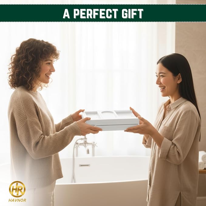 Bamboo Bathtub Caddy Tray Expandable & Foldable Bath Shelf - Image 7