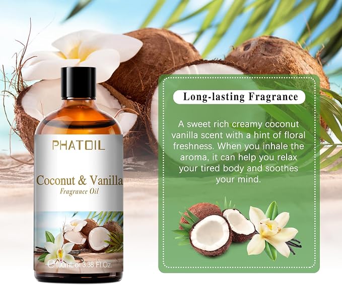PHATOIL 3.38FL.OZ Coconut & Vanilla Fragrance Oils - Image 5