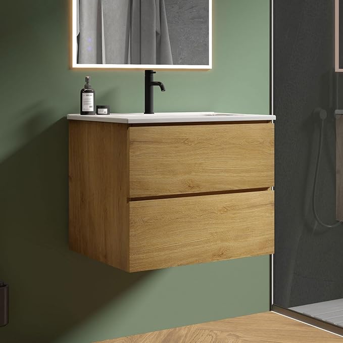 24" Bathroom Vanity with Sink, Modern Floating Vanity with Double Soft Closing by LittleTulip