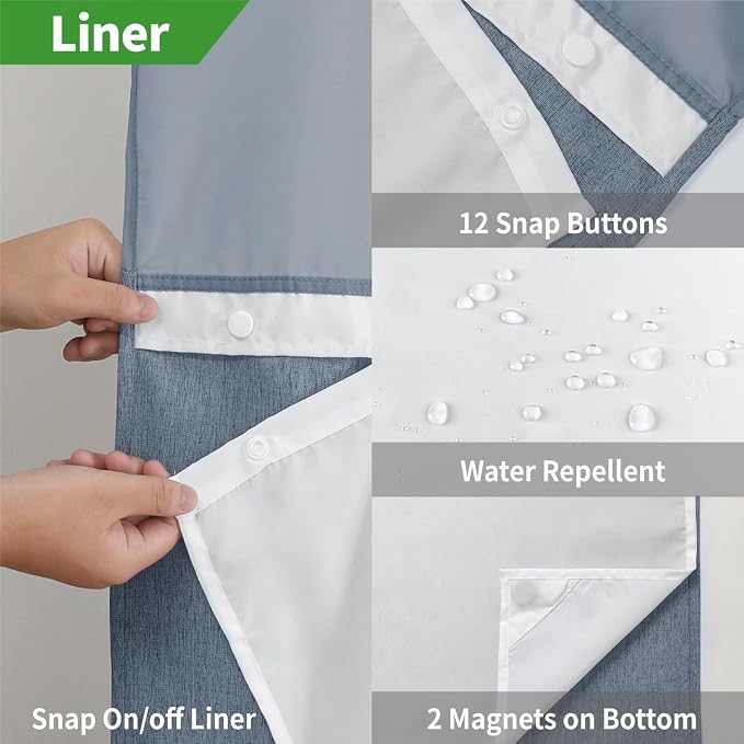 No Hooks Needed Linen Textured Shower Curtain - Image 5
