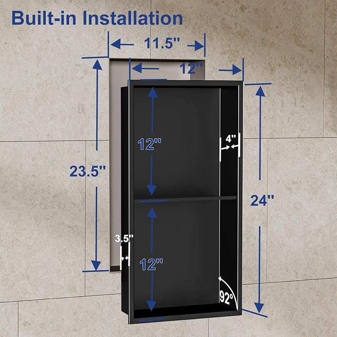 Shower Niche, Stainless Steel Elegant Bathroom Niche, No Tile Needed Recessed - Image 3