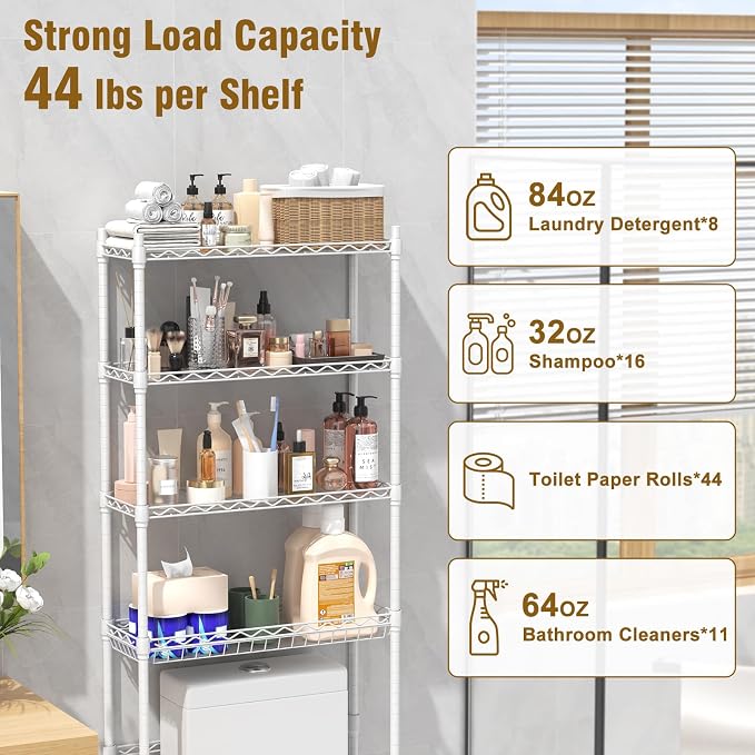 EAGMAK 4 Tier Over The Toilet Storage Rack, Bathroom Organizers and Storage - Image 5