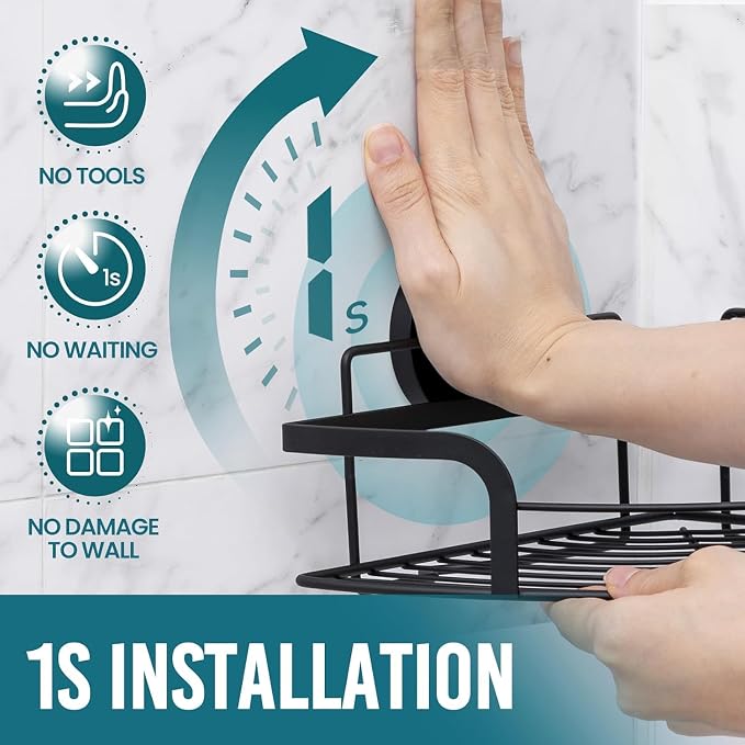 TAILI Powerful Suction Cup Corner Shower Caddy 2 Pack, Stainless Steel - Image 3