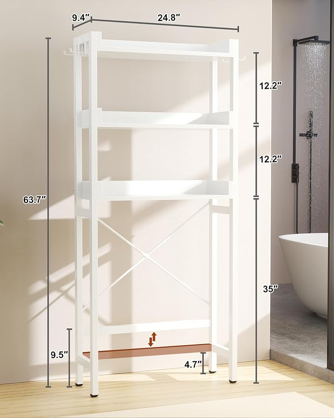 Ecoprsio Over-The-Toilet Storage Rack, 3-Tier Bathroom Organizer Shelf Over - Image 3