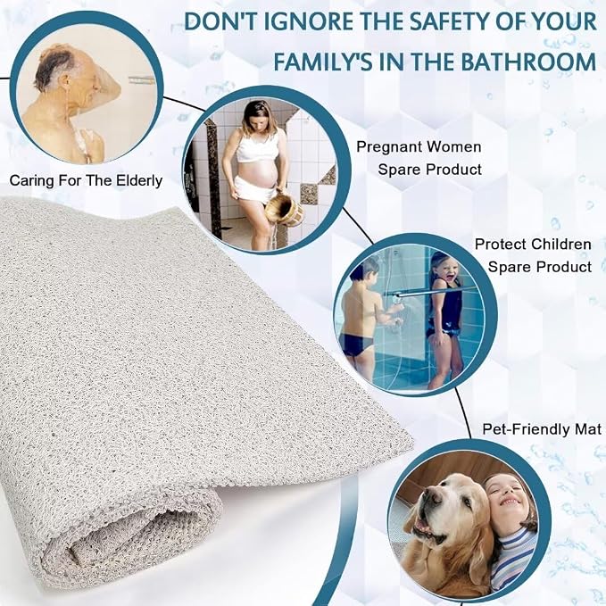 godehone Shower Mats Non Slip Without Suction Cups, PVC Loofah Bathroom Mats - Image 3