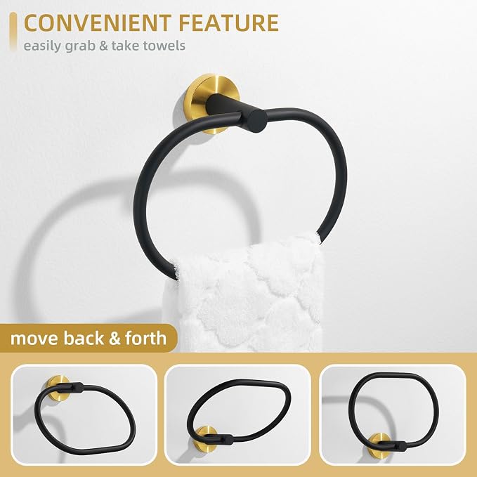 Angle Simple Towel Ring Swivel, Stainless Steel Bathroom Hand Towel Holder Rack - Image 3